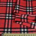 Пальтова тканина з ворсом в клітинку чорно-білу + синю червона, ш.150