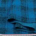 Букле пальтове з шерстю двошарове в клітку чорну, метанитка срібляста, блакитне, ш.155