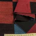 Пальтовая ткань с ворсом узор геометрический синий, красный, черный, оранжевый, ш.155