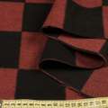 Пальтовая ткань с ворсом клетка шахматная крупная терракотово-черная, ш.150