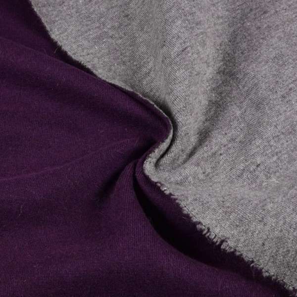 Пальтовий трикотаж двосторонній фіолетовий/сірий, ш.150