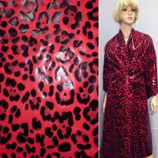 Ткань плащевая красная с черным "леопард" ш.150