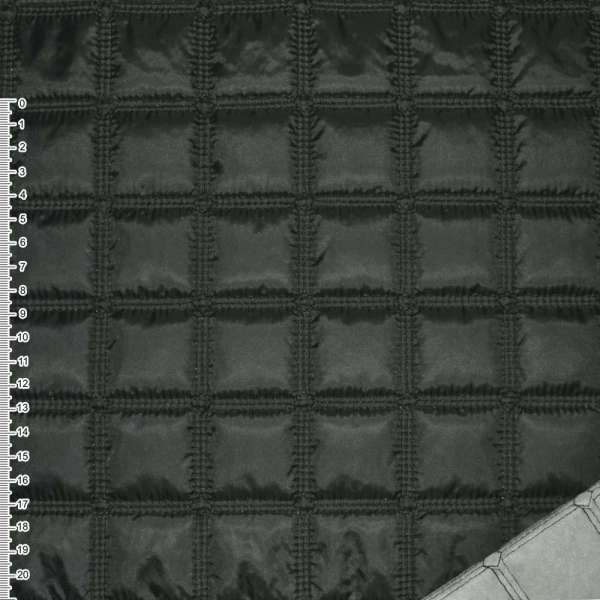 Ткань плащевая стеганая матовая квадраты 4,5 см черная, ш.143