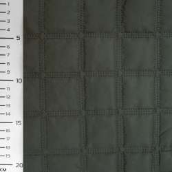 Ткань плащевая стеганая матовая квадраты 4,5 см зеленая темная, ш.145