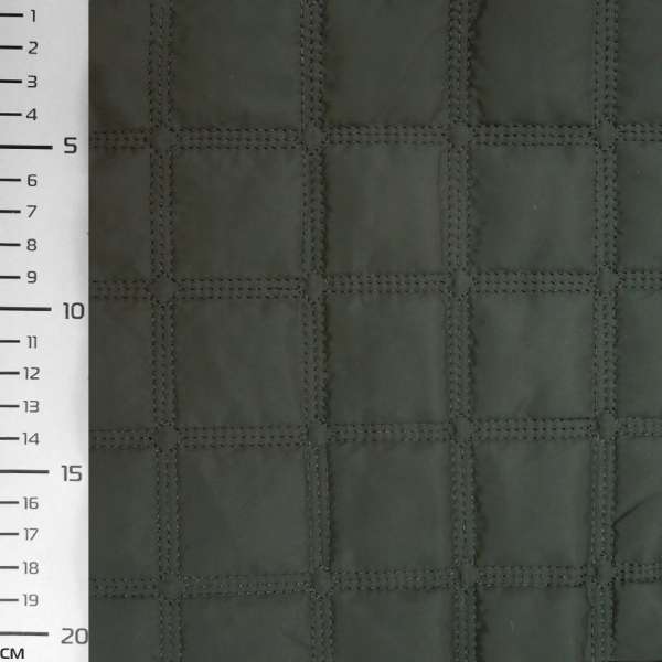 Тканина плащова стьобана матова квадрати 4,5 см зелена темна, ш.145