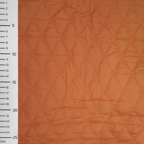 Ткань плащевая стеганая матовая ромбы 6,5х3,5 см терракотовая светлая, ш.145