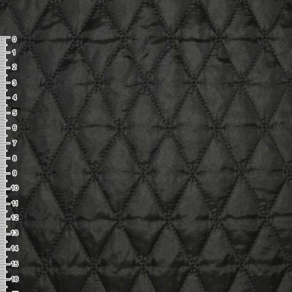 Ткань плащевая стеганая матовая ромбы 6,5х3,5 см черная, ш.145