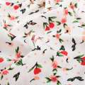 Поплін білий, червоні, персикові квіточки, ш.152