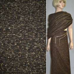 Рогожка букле пальтово-костюмна з шерстю, метанитка золотиста, коричнево-чорна, ш.150