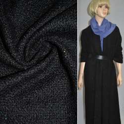 Рогожка букле пальтово-костюмная с шерстью, метанить разноцветная, черная, ш.150