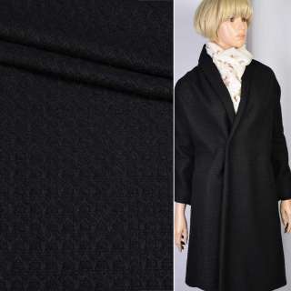 Рогожка пальтово-костюмная фактура плетение черная, ш.150