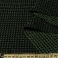 Рогожка костюмно-пальтовая черная в зеленую рельефную клетку, ш.145