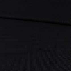 Рогожка костюмная стрейч с вискозой черная в рельефную клетку, ш.130