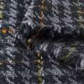 Рогожка пальтовая гусиная лапка черно-серая с цветными нитями ш.150