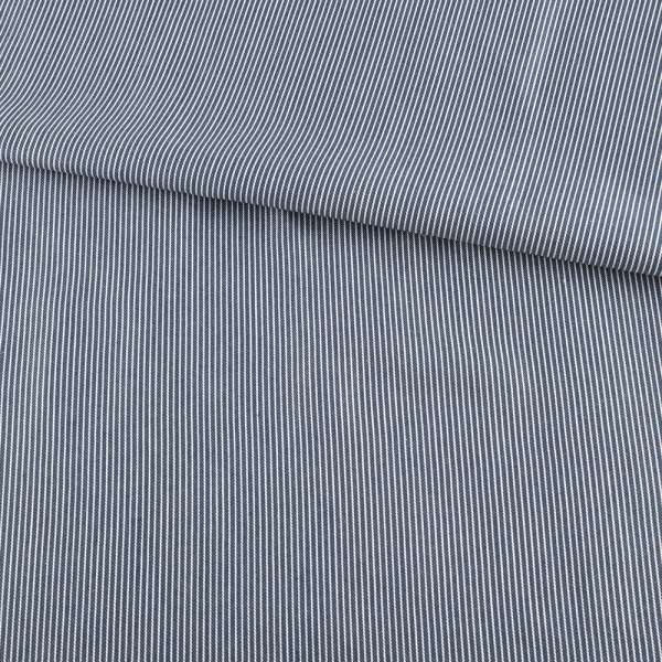 Рубашечная ткань в полоску узкую белую, синяя темная, ш.147