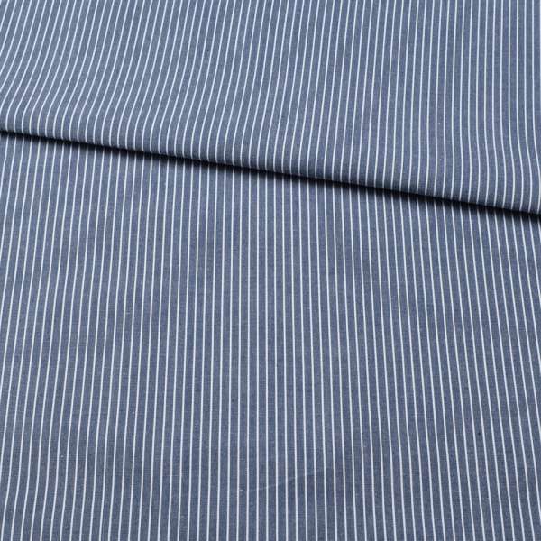 Сорочкова тканина в смужку тонку білу, синя, ш.150