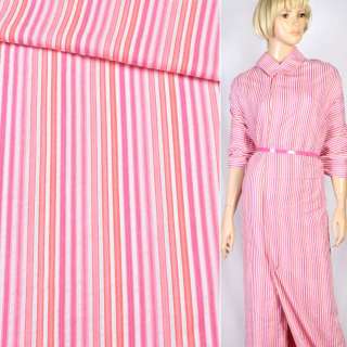 Рубашечная ткань в полоску красно-розовую, ш.150