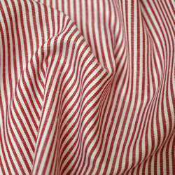 Сорочкова тканина в смужку червоно-білу, ш.140