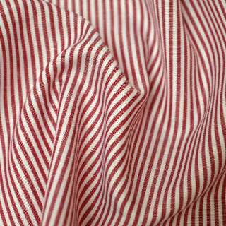 Рубашечная ткань в полоску красно-белую, ш.140