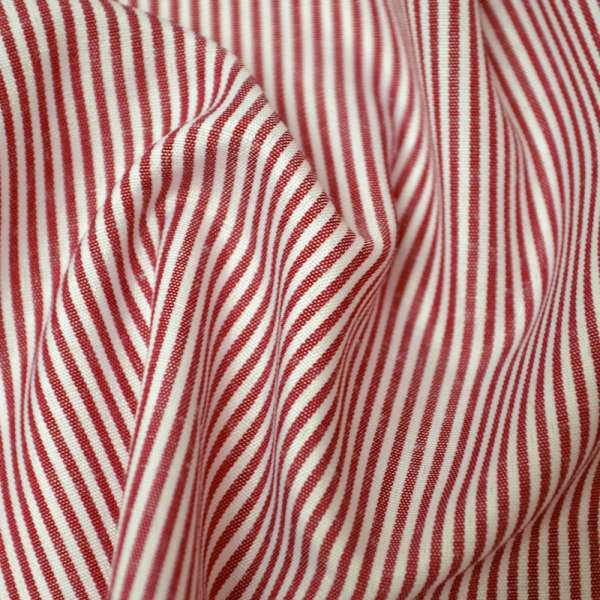 Рубашечная ткань в полоску красно-белую, ш.140