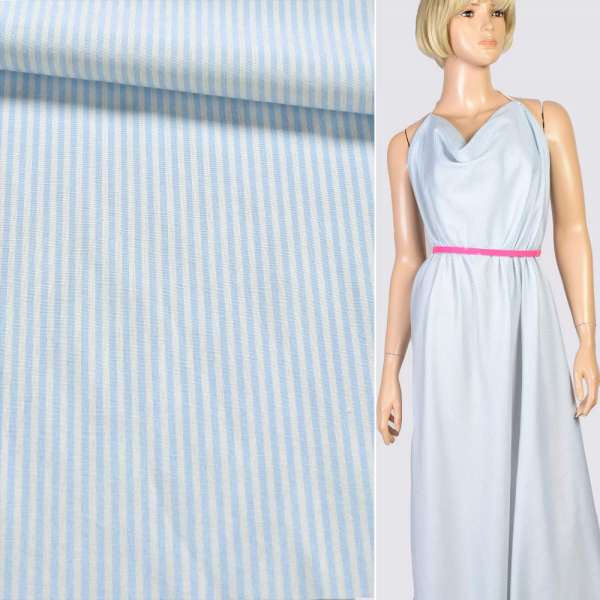 Сорочкова тканина в смужку блакитну, біла, ш.145