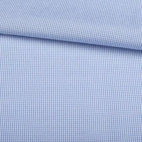 Поплін сорочковий в смужку 1х1 мм біло-блакитну, ш.145