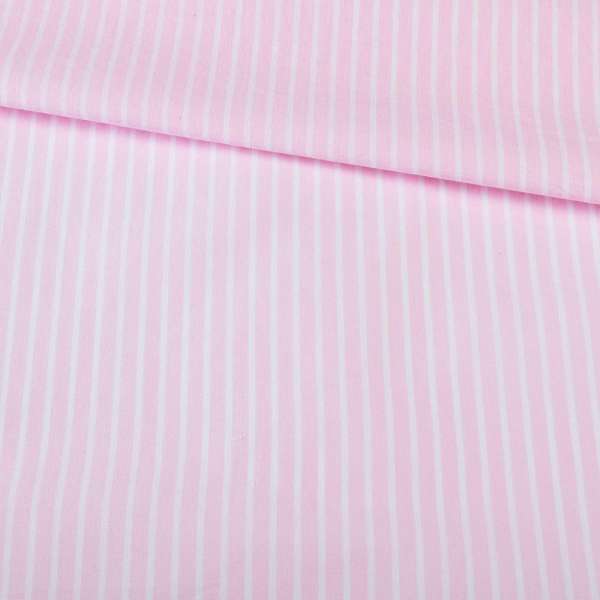 Поплін сорочковий в смужку 5х1 мм білу, рожевий, ш.145