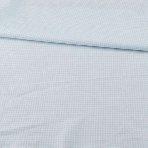 Котон сорочковий в клітину дрібну біло-блакитну, ш.160