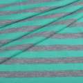 Трикотаж с вискозой в полоски 10мм серые и бирюзовые  ш.175