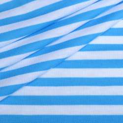 Трикотаж с вискозой в полоски 9мм белые и голубые светлые ш.180