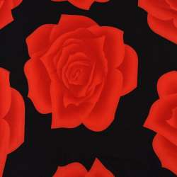 Мікролайкра чорна з трояндами червоними ш.150