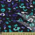 Микролайкра черная леопардовый принт пятна фиолетовые, бирюзовые ш.160