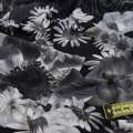Трикотаж структурні штрихи зебра, 2-ст. купон квіти сірі ш.160
