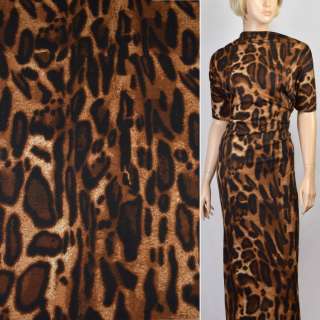 Трикотаж коричневый в черные пятна леопарда ш.170