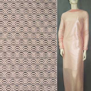 Трикотажное полотно ажурное розово-персиковое ш.160