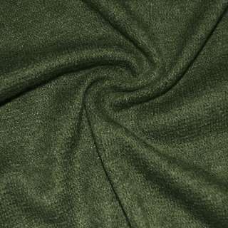 Трикотаж с шерстью вязаный зеленый темный ш.170