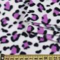 Флис белый, черно-фиолетовый принт леопард ш.185