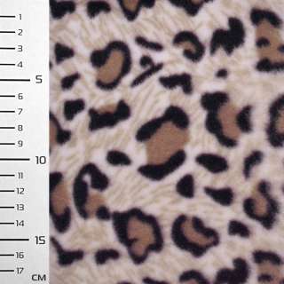 Флис молочно-бежевый, коричневый принт леопард ш.160