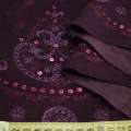 Микровельвет стрейч фиолетовый с вышивкой и пайетками, раппорт 102 см, ш.140