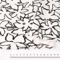 Вискоза стрейч, черные цветы на белом фоне ш.135