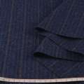 Шерсть костюмная GUABELLO с кашемиром синяя в голубую, сиреневую полоску, ш.153