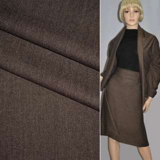 Ткань костюмная с шерстью стрейч коричневая, ш.140