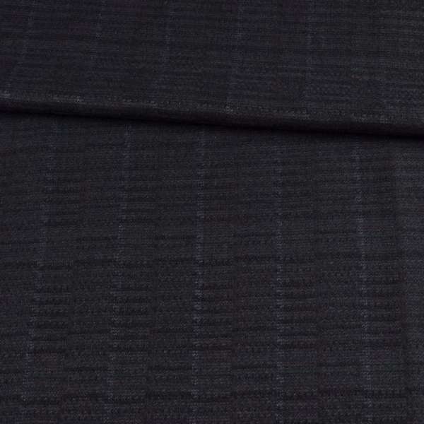 Шерсть костюмная жаккардовая в серые прямоугольники черная , ш.158