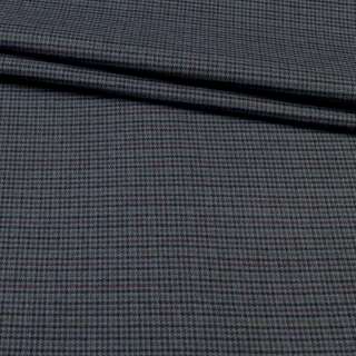 Тканина костюмна бавовняна стрейч гусяча лапка клітина чорно-бордова сіра, ш.150