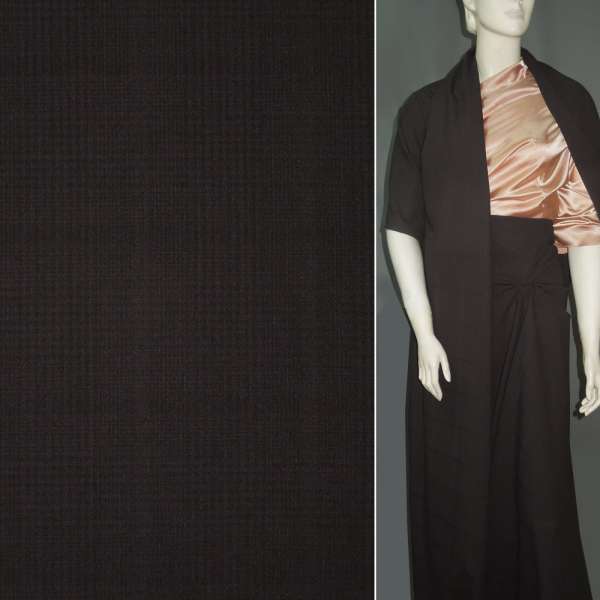 Ткань костюмная хлопковая стрейч коричневая темная, ш.150