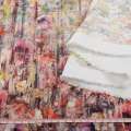Коттон стрейч APANAGE белый, мелкие акварельные цветы, раппорт 117 см, ш.155