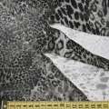 Котон денім стрейч з флоковим малюнком леопард сірий ш.150