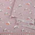 Коттон розово-серый, белые единороги на радугах, ш.157