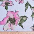 Лоден пальтовий Luna Cotta Drack квіти принт рожеві на блакитному тлі, ш.140