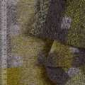 Пальтовый трикотаж Woolle Flausch узор геометрический коричнево-горчично-бежевый, ш.145